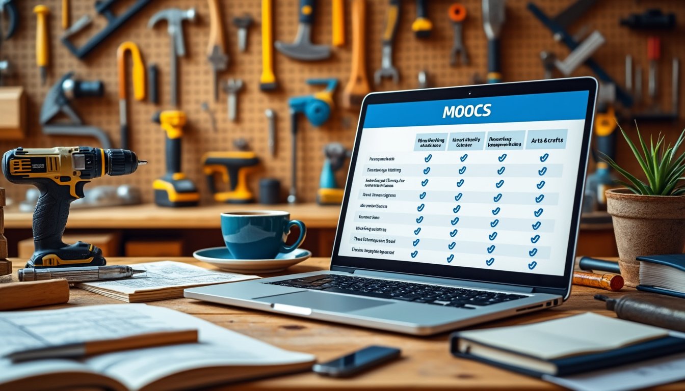 découvrez notre comparatif des meilleurs mooc en bricolage pour vous former efficacement. apprenez à vos rythmes avec des cours en ligne de qualité, adaptés à tous les niveaux. améliorez vos compétences en bricolage et réalisez vos projets en toute confiance!